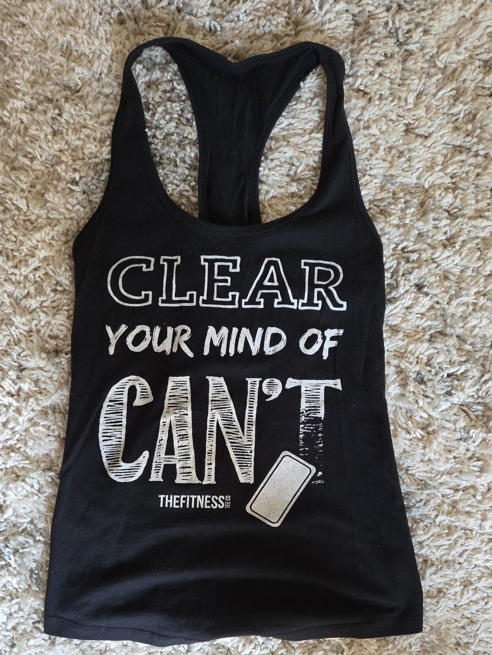 CLEAR Your Mind of CAN'T Black Graphic Racerback Tank